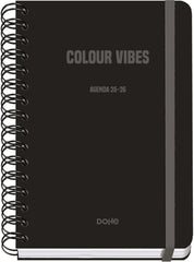Dohe Colour Vibes Agenda Escolar 25/26 Espiral Wireâ€™o A5 - Semana Vista - Papel 80g/m2 - 4 Hojas de Pegatinas - Cubierta de Carton Plastificado - Cierre con Goma Elastica - Color Negro