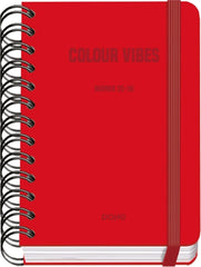 Dohe Colour Vibes Agenda Escolar 25/26 Espiral Wireâ€™o A6 - Dia Pagina - Papel 80g/m2 - 4 Hojas de Pegatinas - Cubierta de Carton Plastificado - Cierre con Goma Elastica - Color Rojo