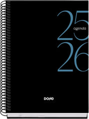 Dohe System Agenda Escolar 25/26 Espiral A5 - Dia Pagina - Papel 70g/m2 - Cubierta de Carton Plastificado - Color Negro