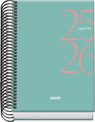 Dohe System Agenda Escolar 25/26 Espiral A6 - Dia Pagina - Papel 70g/m2 - Cubierta de Carton Plastificado - Color Verde
