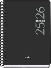 Dohe Esencial Agenda Escolar 25/26 Espiral A5 - Dia Pagina - Papel 70g/m2 - Cubierta en Polipropileno - Color Negro