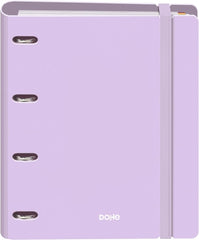 Dohe Serenity Polyfoam Carpeta de 4 Anillas Mixtas de 35mm A4 Recambio 100 Hojas Cuadricula 5mm - Cubierta de Polyfoam 2mm - Cierre con Goma - Incluye 4 Separadores y Sobre de Polipropileno - Color Morado