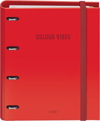 Dohe Colour Vibes Carpeta de 4 Anillas Mixtas de 35mm Recambio 100 Hojas Cuadricula 5mm - Formato A4 - Cierre con Goma - Incluye 4 Separadores y Sobre de Polipropileno - Color Rojo