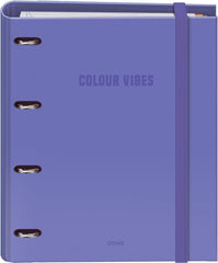 Dohe Colour Vibes Carpeta de 4 Anillas Mixtas de 35mm Recambio 100 Hojas Cuadricula 5mm - Formato A4 - Cierre con Goma - Incluye 4 Separadores y Sobre de Polipropileno - Color Morado