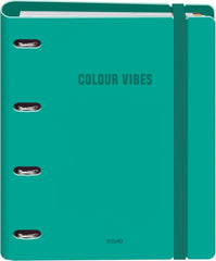 Dohe Colour Vibes Polyfoam Carpeta de 4 Anillas Mixtas de 35mm A4 Recambio 100 Hojas Cuadricula 5mm - Cubierta de Polyfoam 2mm - Cierre con Goma - Incluye 4 Separadores y Sobre de Polipropileno - Color Verde