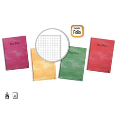 Golden Pack de 10 Cuadernos Espiral 80 Hojas 60gr Cuadricula - TamaÃ±o Folio - Tapa Normal Plastificada - Colores Surtidos