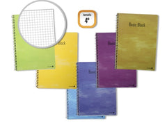 Golden Pack de 10 Cuadernos Espiral 80 Hojas 60gr Cuadricula - TamaÃ±o 4Âº - Tapa Normal Plastificada - Colores Surtidos