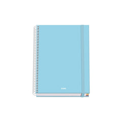Dohe Serenity Cuaderno Espiral A5 100 Hojas Cuadricula 5mm - Tapa Dura Impresa a todo Color y Plastificada en Brillo - Bandas de Color - Cierre de Goma - Color Azul