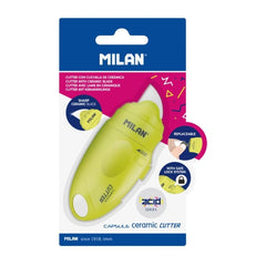 Milan Serie Acid Capsule Cutter de Hoja Ceramica Reemplazable - TamaÃ±o Bolsillo - DiseÃ±o Ergonomico - Sistema de Bloqueo - Color Amarillo