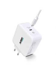 Urban Factory Cyclee Cargador de Pared USB-C GaN de 100W - DiseÃ±o Ecologico - Cable USB-C/USB-C de 2m - Color Blanco