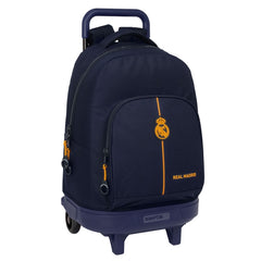 Safta Real Madrid 2Âª Equipacion 24/25 Mochila con Carro Integrado - Extraible para Facilitar su Limpieza - Base Reforzada - Asa Extraible - 33x45x22cm - Color Azul Marino
