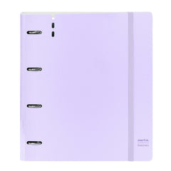 Safta Carpeta de 4 Anillas - PP Foam - Anillas de 35mm - Incluye 100 Hojas A4 - 27x32x4cm - Color Lavanda