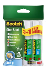 Scotch Pack de 4 Pegamentos en Barra Adhesivo Solido - 8gr por Unidad - Promocion 3Â Barras + 1 Gratis - Color Transparente