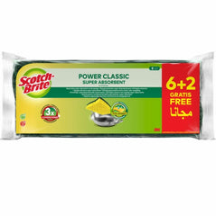 Scotch-Brite Classic Pack de 3 Estropajos de Cocina - Promocion 2 + 1 Gratis - Celulosa - Color Amarillo
