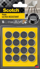 Scotch Pack de 16 Almohadillas de Fieltro Adhesivas - Ultra Resistentes - Diametro de 17mm - Color Blanco/Gris