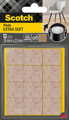 Scotch Pack de 12 Almohadillas de Fieltro Adhesivas - Extra Suaves - 24Â  x 22mm - Color Beige