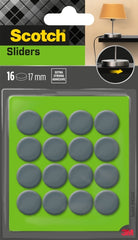 Scotch Move and Protect Pack de 16 Patines Deslizantes Adhesivos - Diametro de 17mm - Color Gris
