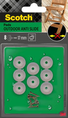 Scotch Pack de 8 Almohadillas Antideslizantes para Artornillar - Diametro 17mm - Uso en Exterior - Color Transparente