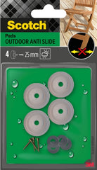 Scotch Pack de 4 Almohadillas Antideslizantes para Artornillar - Uso en Exterior - 25mm - Color Transparente