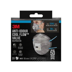3M Pack de 2 Mascarillas para Particulas FFP2 - Desechable - con Valvula - para Niveles Medios de Particulas - Color Gris
