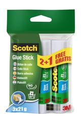 Scotch Pack de 3 Pegamentos en Barra Adhesivo Solido - 21gr por Unidad - Promocion 2 + 1 Gratis - Color Transparente