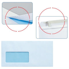 Sam Pack de 500 Sobres Americanos de Papel Offset 90grs con Ventana a la Izquierda - Medidas 115x225mm - Autoadhesivo con Tira de Silicona - Color Blanco