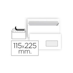Sam Pack de 500 Sobres Americanos de Papel Offset 90grs con Ventana a la Derecha - Medidas 115x225mm - Especial para Impresoras Laser - Autoadhesivo con Tira de Silicona - Color Blanco