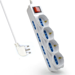 Ewent Regleta con 12 Tomas - 8 Tomas L + 4 Tomas L/F (Schuko) - Interruptor de Encendido - Proteccion Infantil - Enchufe Italiano Plano en Angulo - Cable de 3m - Color Blanco