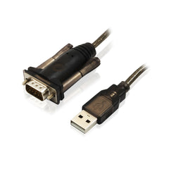 Ewent Cable Serie Modem RS232 Macho a USB Macho - Cable de 1.5m - Color Negro/Transparente