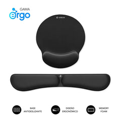 Subblim Pack Ergo MemoryFlex Alfombrilla Ergonomica para Raton y ReposamuÃ±ecas Teclado - Espuma Elastica - Microtexturizada Impermeable - Base Antideslizante - Color Negro