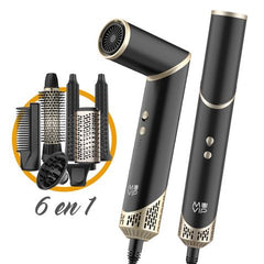 Muvip Ultimate Experience Profesional 6 en 1 Herramienta de Secado y Peinado - 1500W - Accesorios para Rizar, Cepillar y Alisar - 3 Configuraciones de Calor y 2 de Ventilador -Funcion de Ionizacion