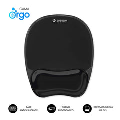 Subblim Ergo Crystal Flex Alfombrilla Ergonomica para Raton - Gel Refrigerante Autoajustable - DiseÃ±o Ondulado Ergonomico - Base Antideslizante - Color Negro