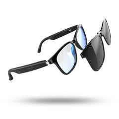 Energy Sistem RayFlex Music Gafas Bluetooth - Cristales Anti Luz Azul + Cristales Magneticos Polarizados con Proteccion UV400 - Reproduccion de Musica - Microfono y Asistente de Voz - IPX5 - Control Tactil - Color Negro