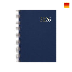 Dohe Segovia Agenda Anual Espiral en Catalan - Dia Pagina - Sabado y Domingo misma Pagina - TamaÃ±o 14x20cm - Color Azul