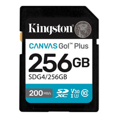 Kingston Tarjeta SDXC 256GB UHS-I U3 V30 Clase 10 200MB/s Canvas Go Plus