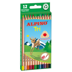 Alpino Tri Pack de 12 Lápis de Cor Triangulares - Chumbo 3,3mm - Cores Sortidas
