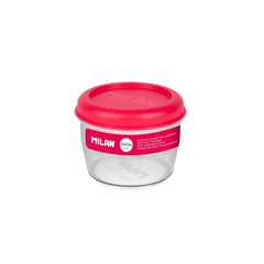 Milan Coleccion Nata 624 Fiambrera Hermetica de Tritan Redonda 0.5L - Apta para Microondas, Lavavajillas y Congelador - Libre de BPA - Medidas 12 Ã˜ x 9,2cm - Color Transparente/Rosa