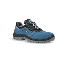 Upower Boss L Calzado de Seguridad Bajos - Talla 41 - Empeine Gamuza Perforado, Puntal y Lamina de Acero, Suela Antideslizante PU/PU, Proteccion S1P FO SR - Color Azul