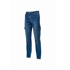 Upower Tommi Vaqueros Cargo de Trabajo - Talla 36 - Tejido Elastico, Bolsillos Laterales con Botones, Proteccion DPI1 - Color Azul Indigo