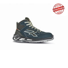 Upower Blaster S ESD Calzado de Seguridad Altos - Talla 41 - Piel Afelpada Perforada, Puntera de Aluminio, Suela Antideslizante, Proteccion S1PS FO SR - Color Azul Marino