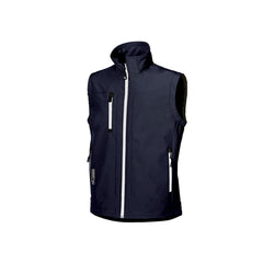 Upower Climb Chaleco de Trabajo Soft Shell - Talla L - Tejido Elastico Transpirable, Resistente al Viento y Agua, Bolsillo para Movil con Cremallera, Proteccion DPI1 - Color Azul Marino