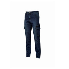 Upower Tommi Vaqueros Cargo de Trabajo - Talla 28 - Tejido Elastico, Bolsillos Laterales con Botones, Ajuste Regular, Proteccion DPI1 - Color Azul Marino