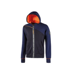 Upower Jupiter Sudadera de Trabajo con Cremallera Impermeable - Talla XL - Capucha Ajustable, Bolsillos Practicos, Piping Fluo, Proteccion DPI1 - Color Azul Marino