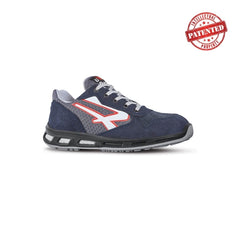 Upower Active S ESD Calzado de Seguridad Bajos - Talla 40 - Parte Superior de Nailon Ultraflexible y Gamuza Suave, Puntera de Aluminio, Suela Antideslizante, Proteccion S1PS FO SR - Color Azul Marino / Gris