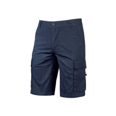 Upower Summer Bermuda Cargo de Algodon Elastico - Talla S - Ajuste Slim-Fit, Bolsillos Multifuncionales, Triple Costura, Boton AntiaraÃ±azos, Proteccion DPI1 - Color Azul Oscuro Westlake