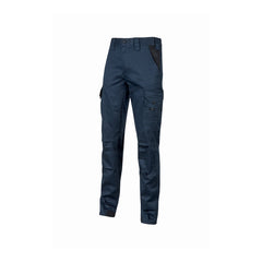 Upower Guapo Pantalones de Trabajo de Algodon Elastico - Talla L - Bolsillos Multifuncionales, Cierre Resistente, Proteccion Lumbar, Rodillas Preformadas, Triple Costura, DPI1 - Color Azul Oscuro Westlake