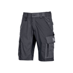 Upower Solaris Bermudas Cargo Funcionales - Talla M - Tejido Ripstop Elastico, Multibolsillos, Detalles Reflectantes, Proteccion Lumbar, Cierre Antirayaduras, Porta Identificacion Oculto - Color Gris