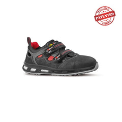 Upower Cody S ESD Calzado de Seguridad Bajos - Talla 42 - Cuero Nubuck, Hidrofugos, Antiarrugas, Antideslizantes, Suela PU/PU, Proteccion S1PS FO SR - Color Negro y Rojo