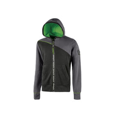 Upower Jupiter Sudadera de Trabajo - Talla L - Cremallera Impermeable, Capucha Ajustable, Bolsillos Practicos, DiseÃ±o con Piping Fluo, PuÃ±os Elasticos, Bajo Acanalado - Color Gris Asfalto