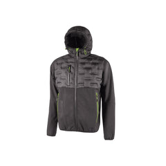 Upower Spock Chaqueta Hibrida Transpirable Antiviento - Talla M - Cremallera Impermeable, Capucha Ajustable, Acolchado sin Costuras, Bolsillos Fluorescentes, Proteccion DPI1 - Color Gris Asfalto